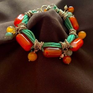 Lucky Jade Sterling Silver Toggle Bracelet